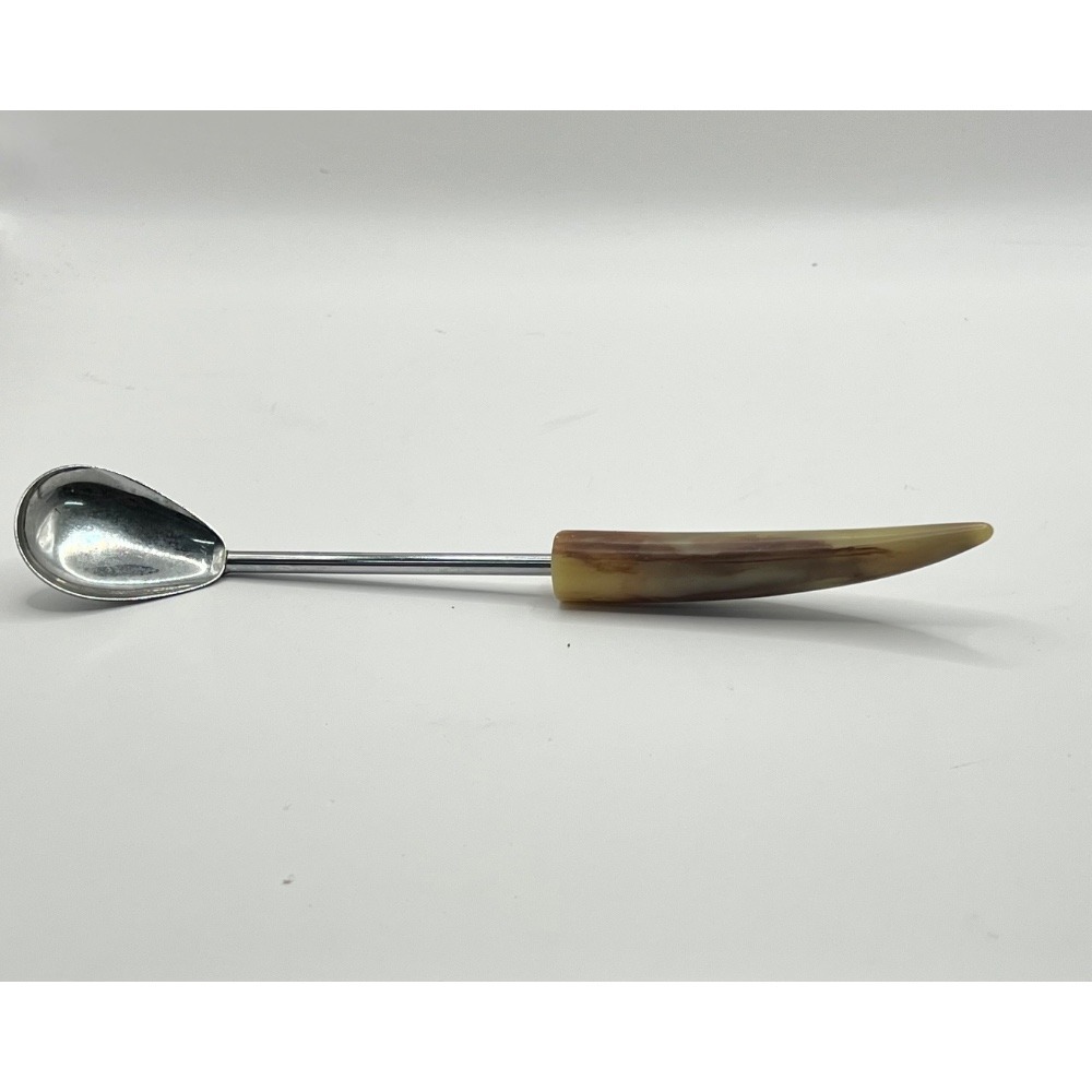 Vintage Horn Handle Spoon - Unique Serving Utensil,‎ Collectible Kitchenware MCM